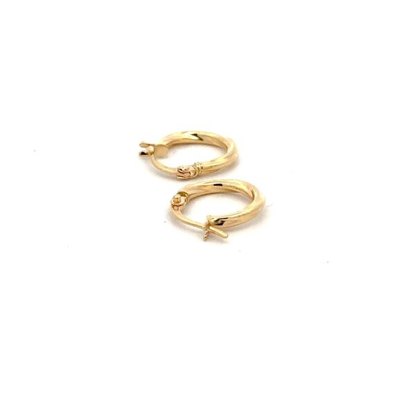 18K Gold Earrings Hoops Tiny 0.79 grams - Picture 3 of 8